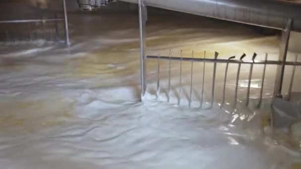 Process Making Butter Milk Farm Industrial Equipment Mixing Dairy Liquid — Stock Video