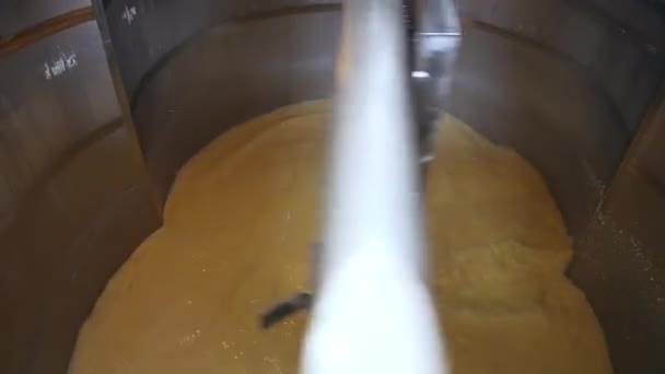 Recipiente Para Produção Manteiga Reservatório Inoxidável Com Líquido Cremoso Uma — Vídeo de Stock