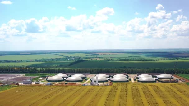 Biyolojik Benzin Istasyonu Modern Biyoyakıt Fabrikası Biyoyakıt Santralinin Hava Görüntüsü — Stok video