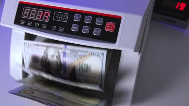 Dollar Tellen Apparatuur Bank Geldteller Geld Economie Concept Gewassen Gezichtsveld — Stockvideo