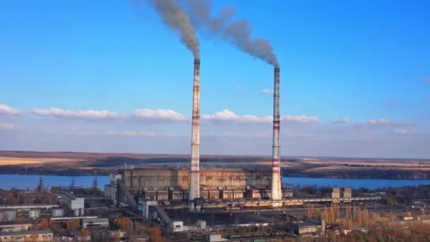 Вид Воздуха Загрязненную Экологию Завода Атмосфера Глобального Потепления Полный Обзор — стоковое видео