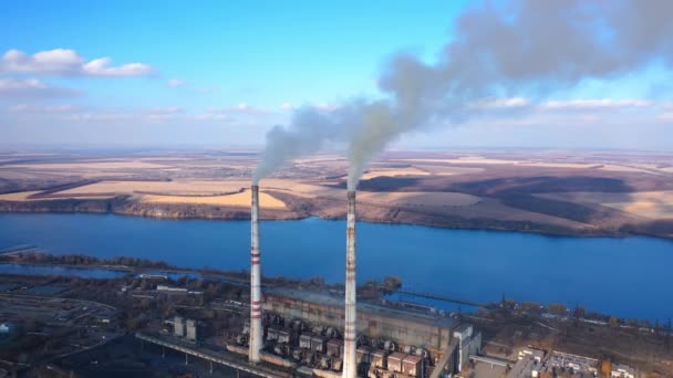 全球变暖环境大气 从空中看工厂污染的生态 全长视图 — 图库视频影像