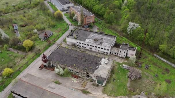 Apocalypsis Aero View City Aerial Shot Crashed Ruined Factory City — Stock Video