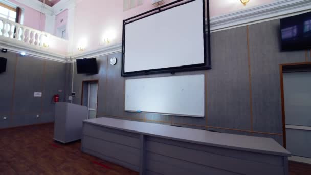 Empty Education Room Interactive Board School Modern Classes University — Stock Video