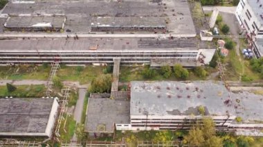 Endüstriyel büyük fabrika. Fabrika inşaatlarının hava görüntüsü.