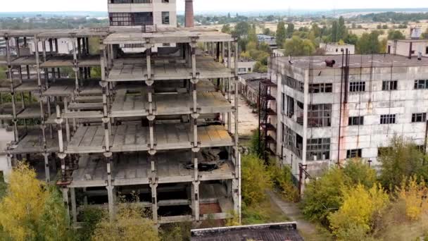 Vecchio Edificio Industriale Distrutto Rovinato Industria Delle Costruzioni Della Città — Video Stock