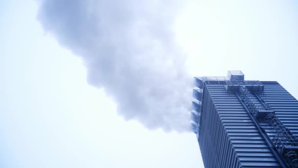Fabrika Asansörü Sigara Içiyor Çelik Modern Depo Tahıl Asansöründe — Stok video