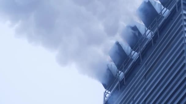 Ocelový Moderní Sklad Obilném Výtahu Tovární Výtah Kouření — Stock video