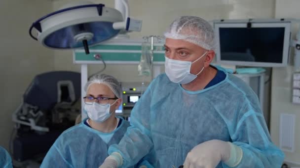 Teamwork Och Medicinsk Personal Koncept Specialister Inom Medicinsk Kirurgi Arbetar — Stockvideo