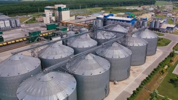 Granary Farming Storage Exterior Aerial View Grain Elevator Storages — Stock Video