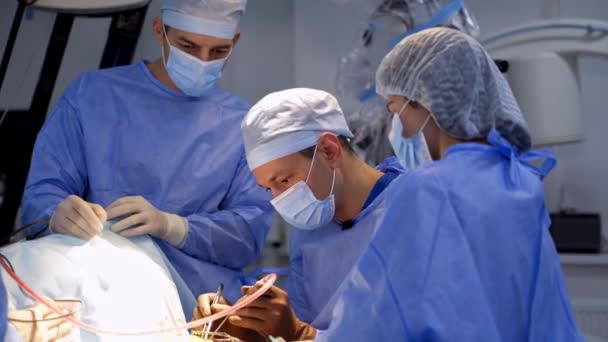 Neurokirurgernas Arbetsgrupp Akutmottagningen Kirurgi Specialister Operation Behandling — Stockvideo