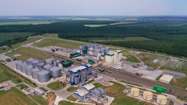 Agribusiness Plant Storage Processing Grain Aerial View Abundant Plant Territory — Stock Video