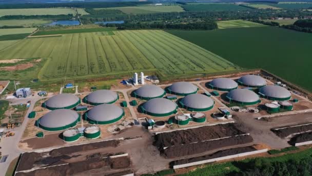 Innovatív Biogázüzem Zöld Ültetvényeken Biomasszából Származó Biztonságos Energia Energiatermelése Kilátás — Stock videók