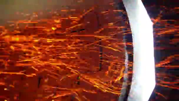 Little Orange Sparkles Flying Quickly Stove Pipe Hot Red Particles — Stock Video