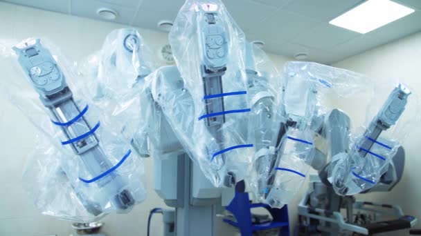 Equipo Tecnológico Alta Precisión Para Fines Quirúrgicos Invasión Mínima Robot — Vídeos de Stock