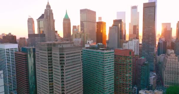Dichte Architectuur Van Fantastisch New York Drone Shot Van Gebouwen — Stockvideo
