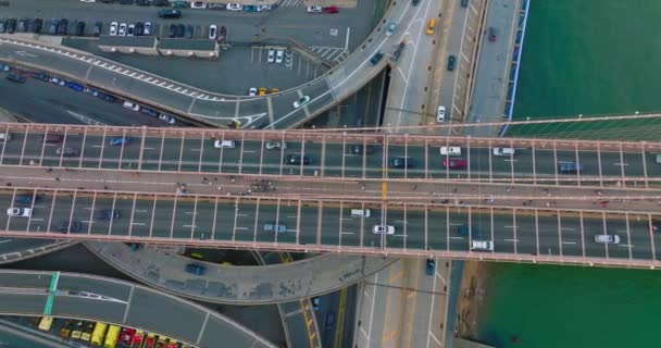 Busy Traffic Big City Multiple Cars Running Roads Bridges Daytime — Stock Video