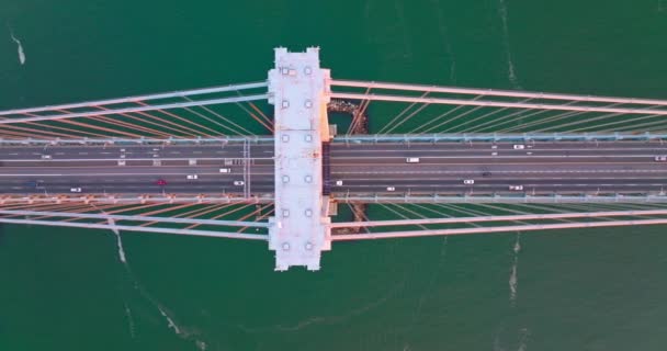 Speed Motorways Whitestone Bridge New York Flying High Bridge Construction — Stock Video