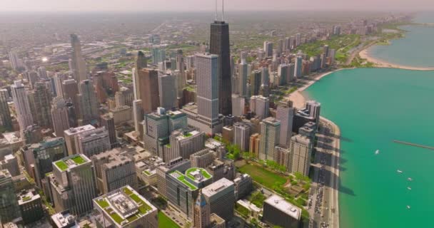 Захватывающий Дух Пейзаж Чикаго Солнечный День Бесконечная Панорама Города Рядом — стоковое видео