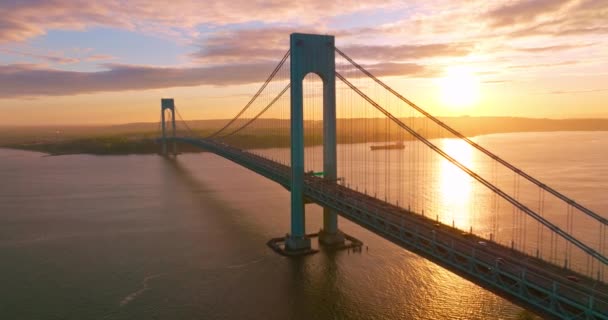 Wspaniały Widok Most Whitestone Nad East River Fantastyczny Widok Mostu — Wideo stockowe