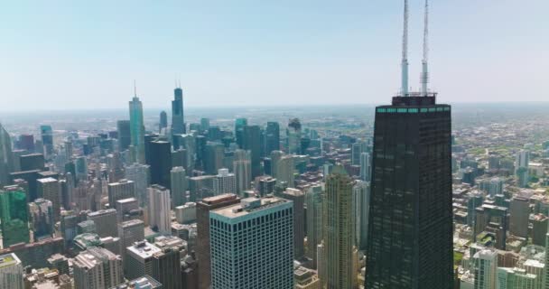 Kiváló Felhőkarcolók Tornyosulnak Modern Város Felett Szcenírozott Panoráma Chicago Hátterében — Stock videók