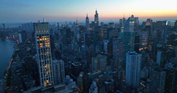 Soirée New York Architecture Metropolis Avec Des Millions Lumières Toile — Video