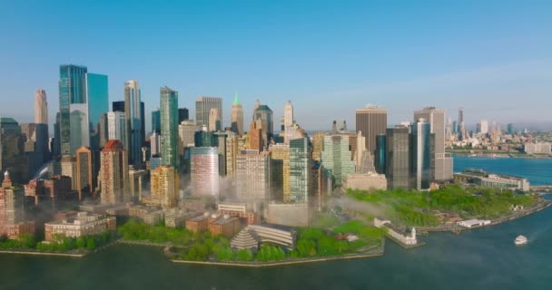 Foto Soleada Hermosa Isla Manhattan Increíbles Edificios Excepcional Arquitectura Neoyorquina — Vídeos de Stock
