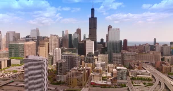 Beautiful Architecture Chicago City Multi Storied Buildings Skyscrapers Busy Metropolis — Stock Video