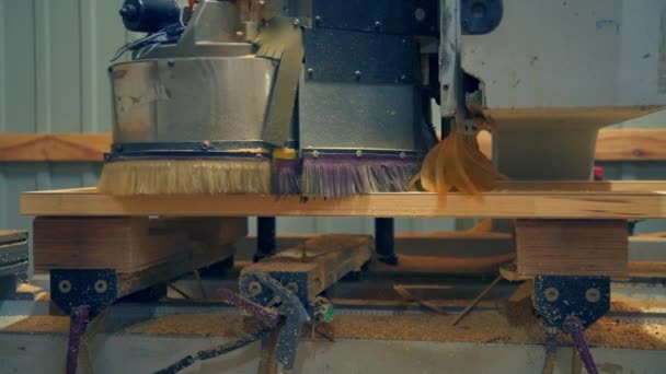 Masivní Automat Pohybuje Podél Dveřního Přístřešku Automatizovaná Zařízení Továrně Výrobu — Stock video