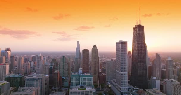 Fascinating Scenery Huge City Sundown Terrific Buildings Streets Chicago Illinois — Stock Video