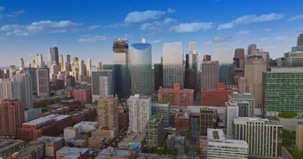 Vielfalt Moderner Architektur Chicago Illinois Usa Dicht Bebaute Innenstadt Vor — Stockvideo