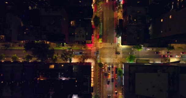 Перехрестя Вулицях Нью Йорка Численні Автомобілі Рухаються Автомагістралях Перспектива Птахів — стокове відео