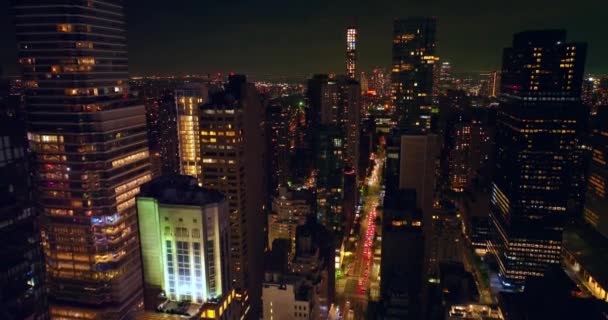 Nádherné Newyorské Malebné Panorama Ozářené Světly Úžasný Obraz Města Noci — Stock video