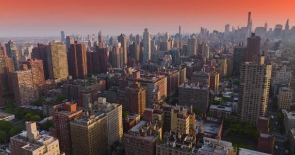 Lindos Horizonte Rosa Sobre Vasta Cidade Arquitetura Nova Iorque Belo — Vídeo de Stock