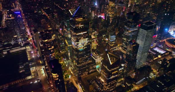 Impressionante Arquitetura Diversificada Vibrante Nova York Maravilhosamente Brilhante Metrópole Noite — Vídeo de Stock