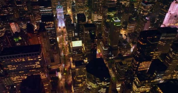 Vibrerande New York Natten Fantastisk Aldrig Sova Metropol Från Antenn — Stockvideo