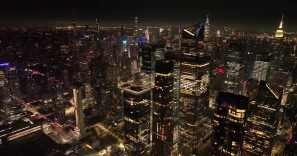 壮观的纽约全景光彩夺目 夜夜不眠都市的迷人风景 — 图库视频影像