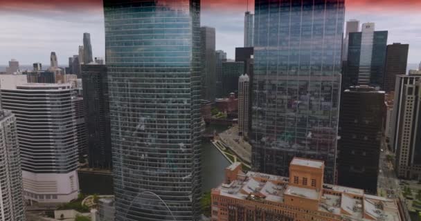 Chicago Nun Muhteşem Mimarisi Illinois Abd Pembe Gökyüzünün Arka Planında — Stok video