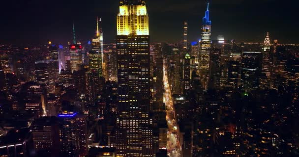Прекрасний Хмарочос Будівлі Емпайр Стейт Нью Йорку Чудовий Міський Пейзаж — стокове відео