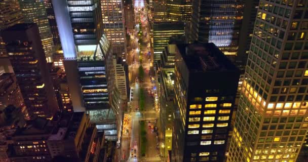 Erstaunlich Erleuchtetes New York Der Nacht Atemberaubende Wolkenkratzer Und Breite — Stockvideo