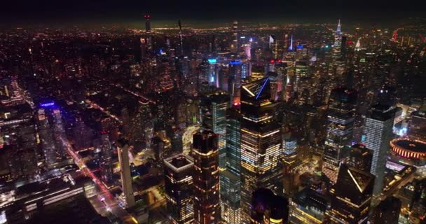 Atemberaubendes Panorama Des Schillernden New York Bei Nacht Nie Schlafende — Stockvideo