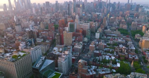 Городские Пейзажи Разнообразием Современной Архитектуры Удивительная Панорама Нью Йорка Вид — стоковое видео