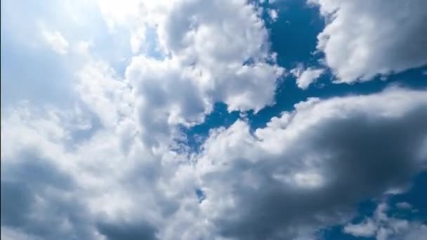 白と灰色の雲が急速に青空に変化する 晴れた日の雲の景色 低い角度からのタイムラプス — ストック動画