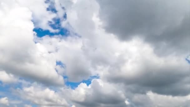 Flying Fluffy Soft Cotton Clouds Beautiful Sunny Summer Day Heavenly — Stock Video