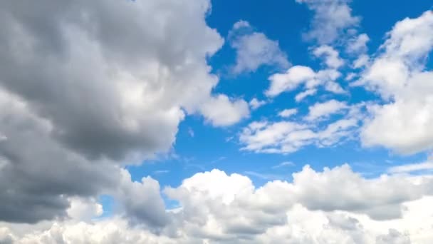 흐릿한 구름이 흐르는 하늘의 아름다운 청록색 하늘이 속에서 빠르게 변합니다 — 비디오