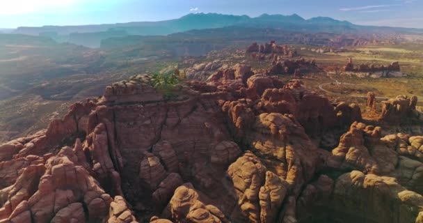 Montagne Canyon Illuminate Dal Sole Nel Parco Nazionale Arches Nello — Video Stock