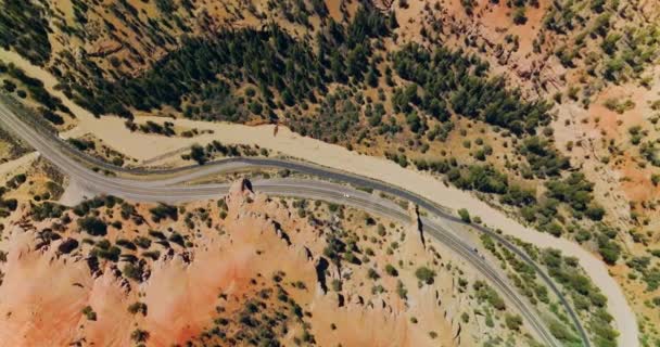 Eenzame Auto Die Snelweg Door Het National Arches Canyon Park — Stockvideo