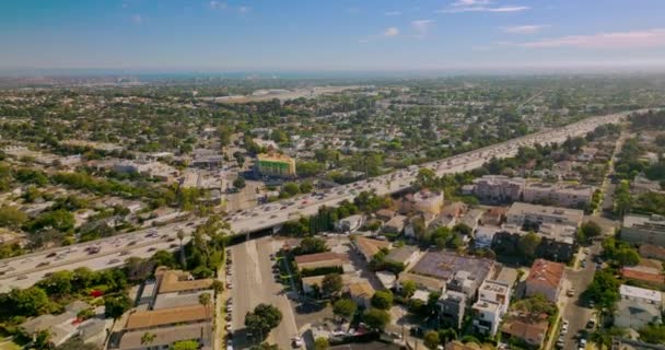 Schöne Sonnige Aussicht Auf Das Grüne Viertel Los Angeles Drohnenaufnahmen — Stockvideo
