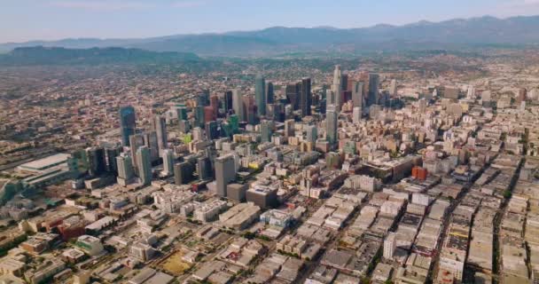 Los Angeles Financieel Centrum Met Prachtige Wolkenkrabbers Scenic Uitzicht Grote — Stockvideo