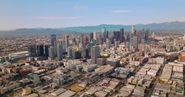 Krásné Mrakodrapy Centra Los Angeles Kalifornie Slunečné Městské Scenérie Táhnou — Stock video